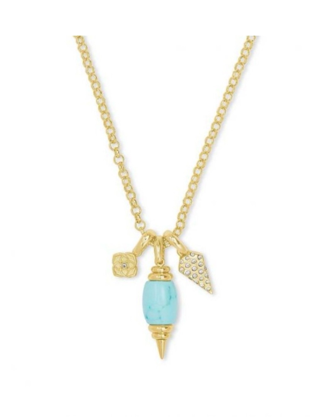 Kendra Scott Demi Charm Necklace Light Blue Magnesite & Gold NWT